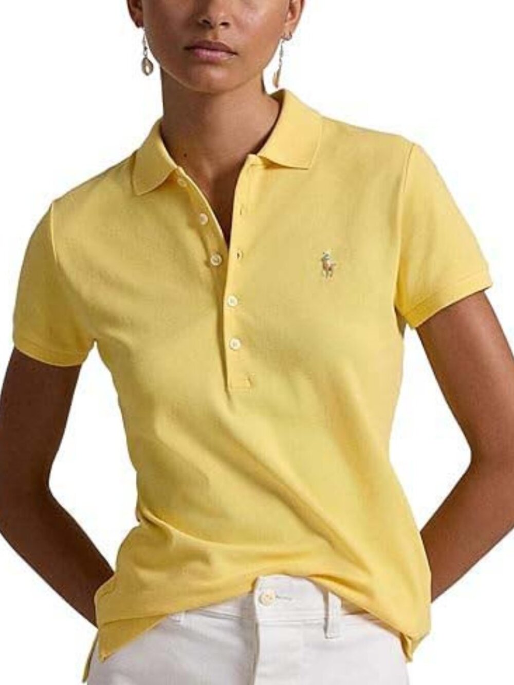 NWT Polo Ralph Lauren Women's Skinny Fit Polo Shirt Yellow Large L